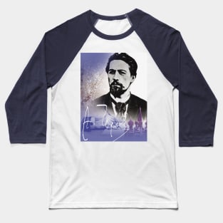 Anton Tchekov Collage Portrait Baseball T-Shirt